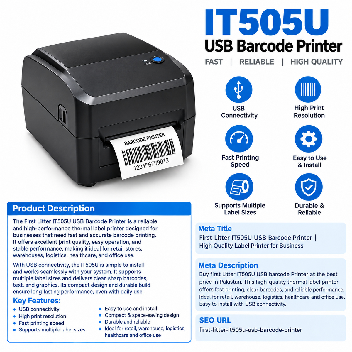 IT505U USB Barcode Printer
