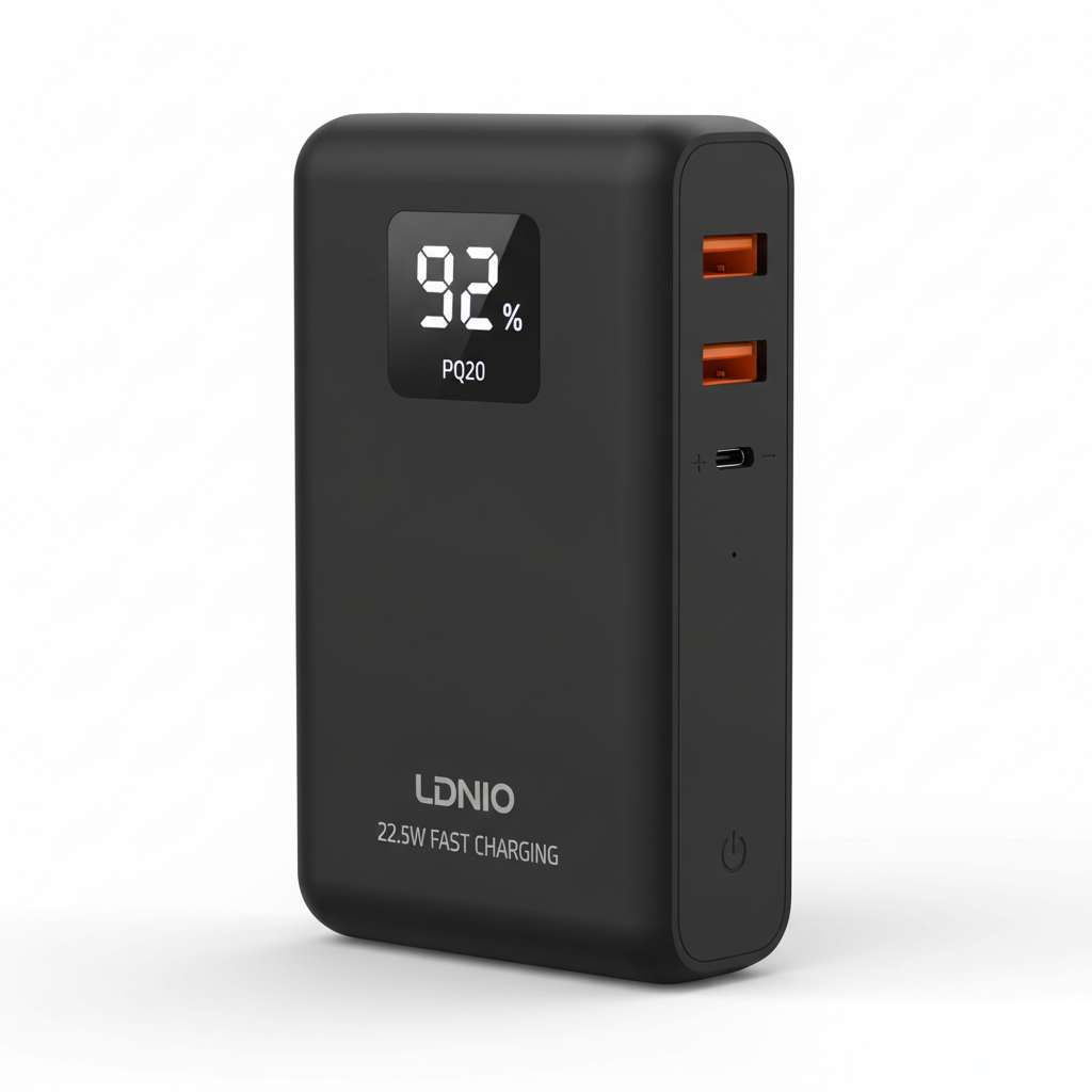 LDNIO 20000mAh Power Bank – 22.5W Super Fast Charging, PD + QC 3.0 Support & Digital Battery Display