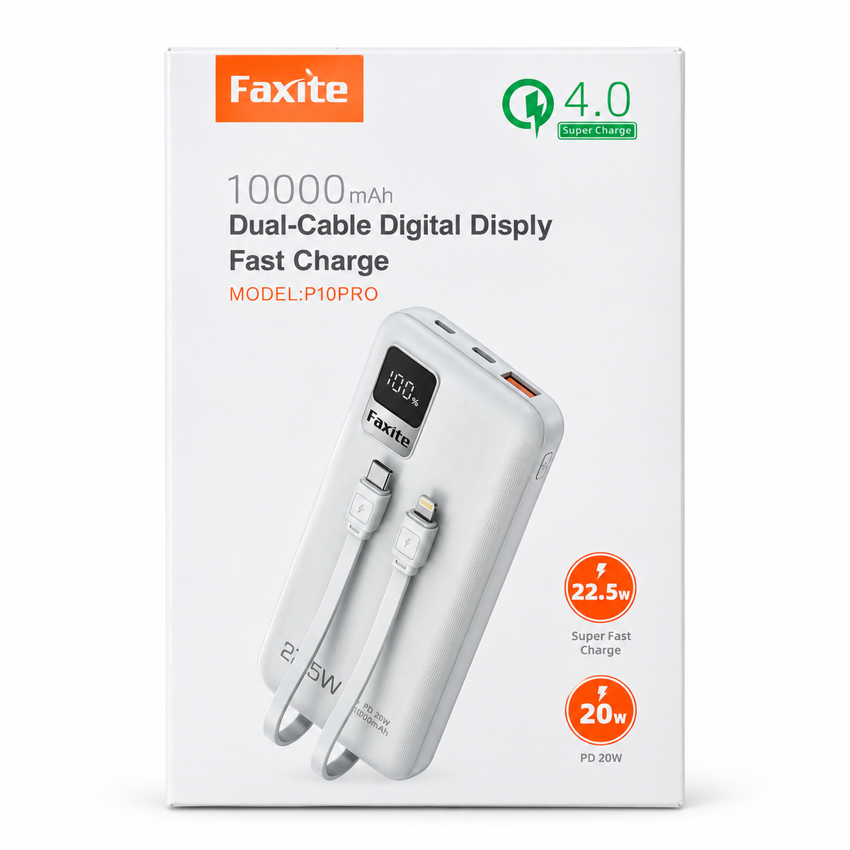 FAXITE P10 Pro 10000mAh Power Bank – Portable Fast Charging Power Bank