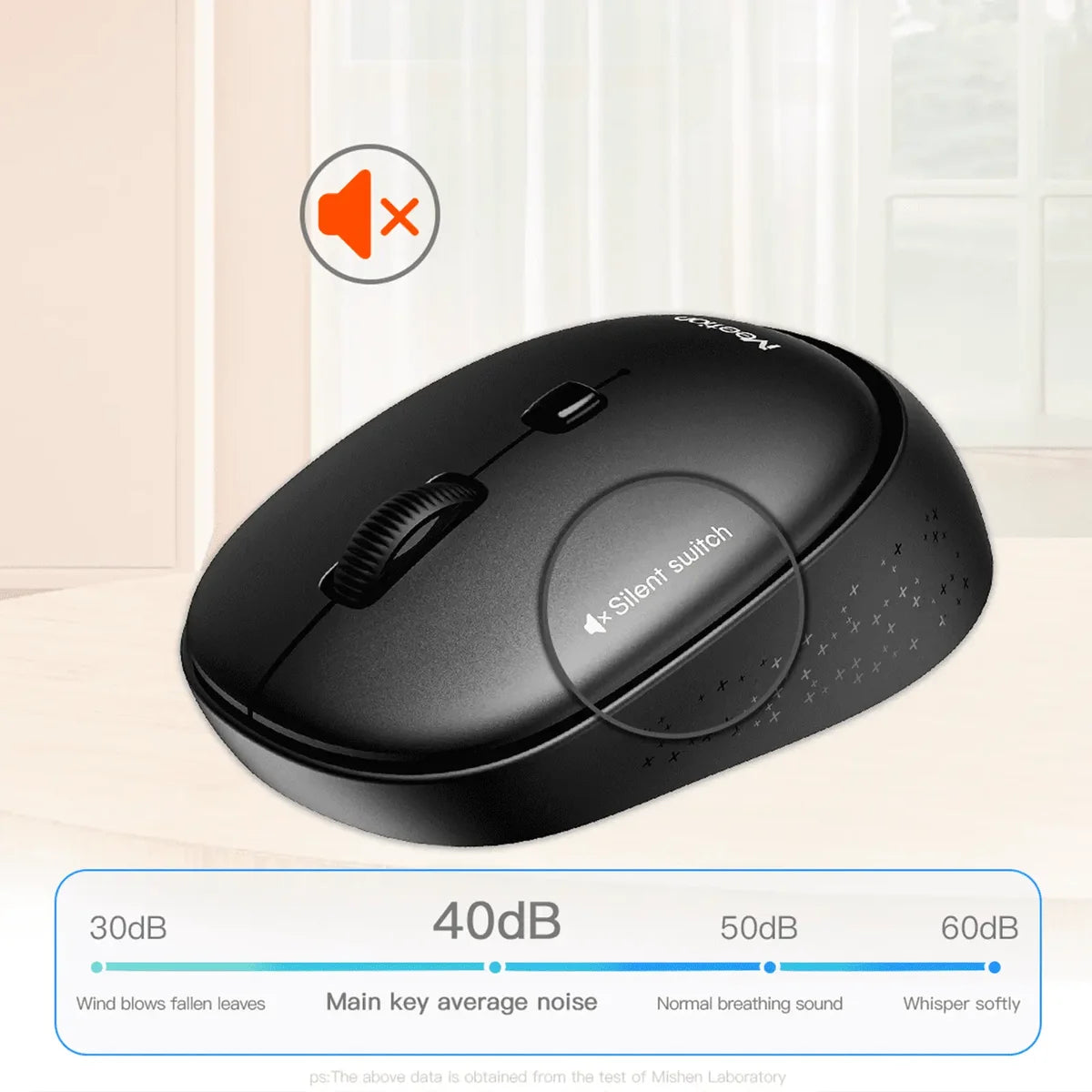 Meetion R571 Black Silent Wireless Mouse – 2.4G, 1600 DPI, 3-Button