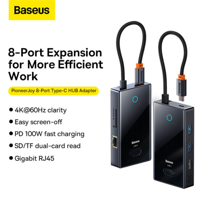 Baseus PioneerJoy 8-Port Type-C HUB Adapter Baseus PioneerJoy 8-Port Type-C HUB Adapter