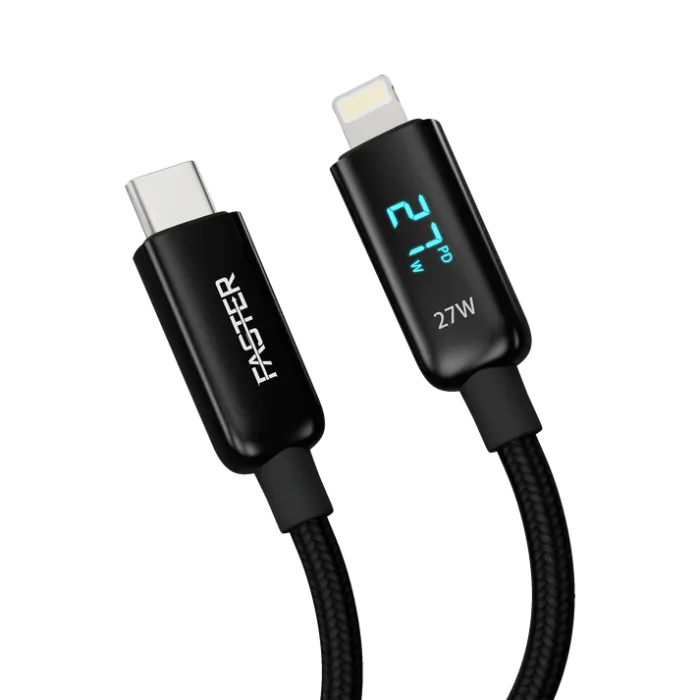 FASTER 27W USB-C TO LIGHTNINGDIGITAL DATA CABLE FASTER 27W USB-C TO LIGHTNINGDIGITAL DATA CABLE