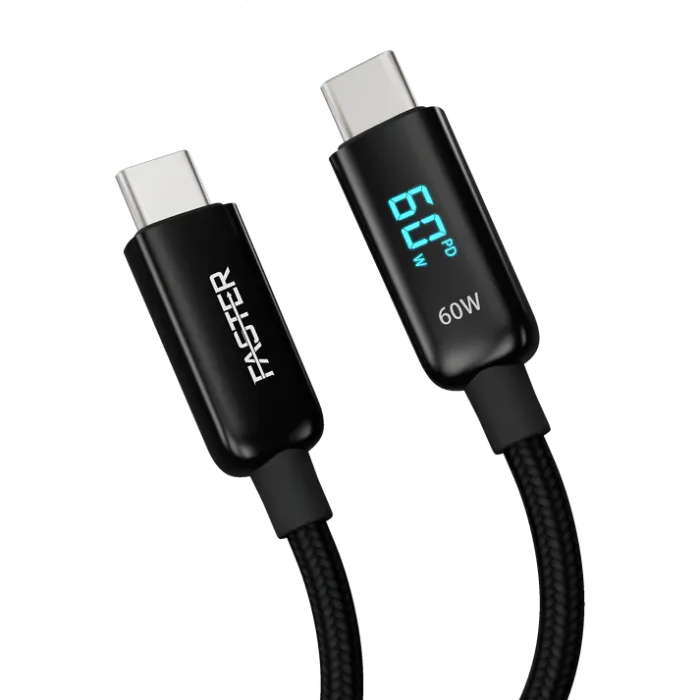 FASTER 60W USB-C TO USB-C DIGITAL DATA CABLE FASTER 60W USB-C TO USB-C DIGITAL DATA CABLE
