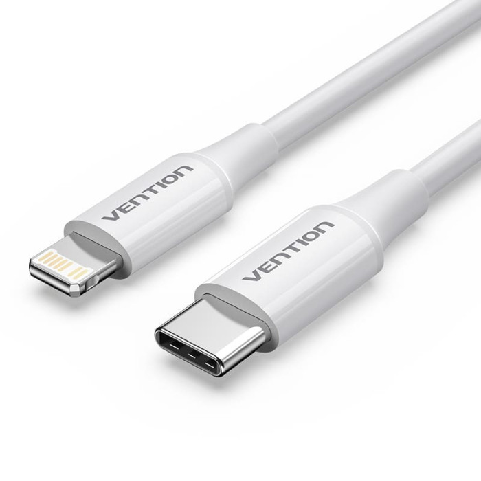 Vention USB 2.0 Type-C Male to Lightning Male 3A Cable White 1M Vention USB 2.0 Type-C Male to Lightning Male 3A Cable White 1M
