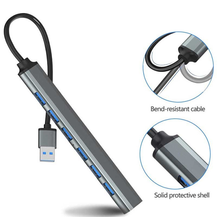 7 Port Usb 3.0 Ultra Slim Portable Hub Aluminum Alloy 7 Port Usb 3.0 Ultra Slim Portable Hub Aluminum Alloy