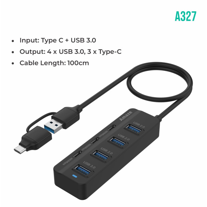 AMAZE TYPE C + USB 3.0 7 PORT HUB A327 AMAZE TYPE C + USB 3.0 7 PORT HUB A327