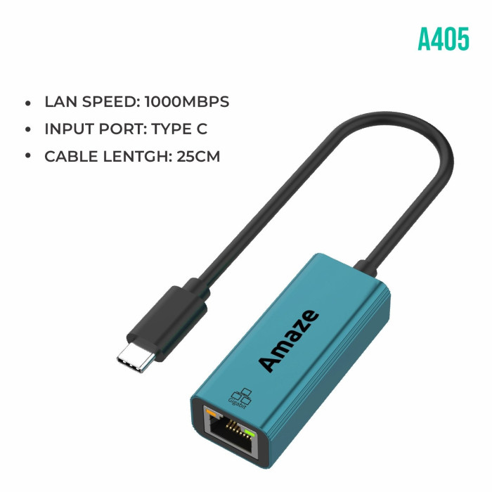 AMAZE TYPE C TO GIGABIT ETHERNET ADAPTER A405 AMAZE TYPE C TO GIGABIT ETHERNET ADAPTER A405
