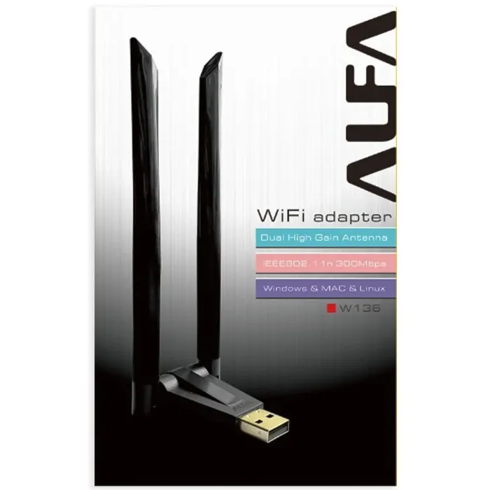 Speed-x Alfa W136 3dbi Rtl 8192 Dual Antena Wifi Usb Adapter 300mbps Speed-x Alfa W136 3dbi Rtl 8192 Dual Antena Wifi Usb Adapter 300mbps