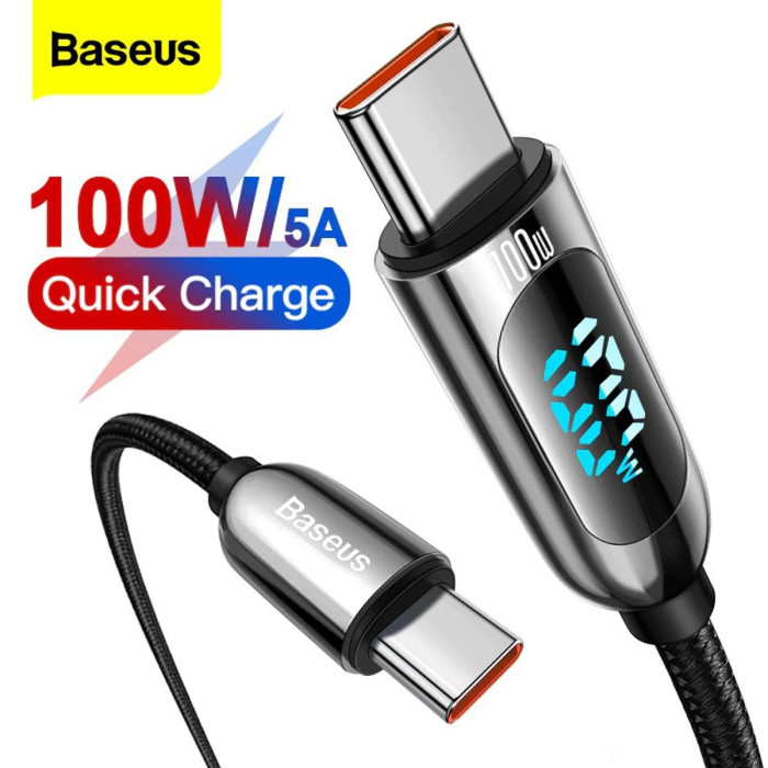 Baseus Digital Display Fast Charging Data Cable Type C To Type C 100W Baseus Digital Display Fast Charging Data Cable Type C To Type C 100W
