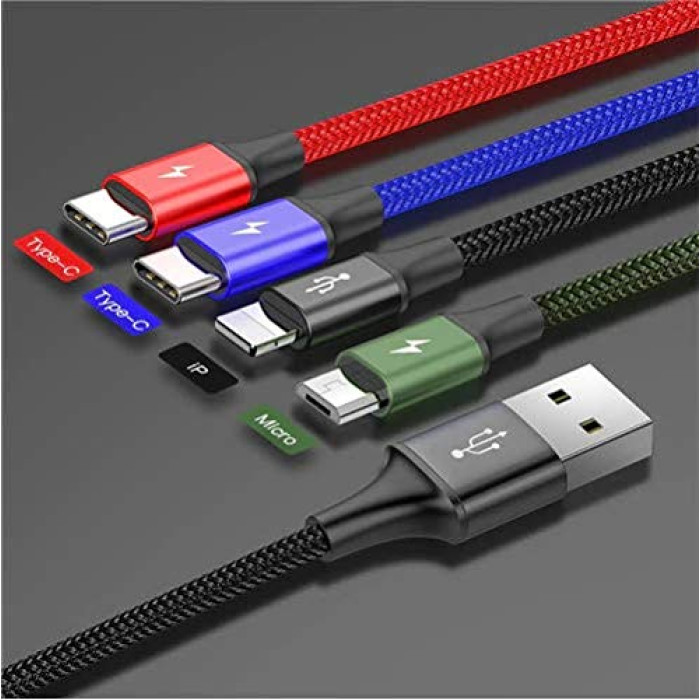 Baseus Fast 4-in-1 Cable For iPhone + Type-C + Micro 3.5A 1.2m Black Baseus Fast 4-in-1 Cable For iPhone + Type-C + Micro 3.5A 1.2m Black