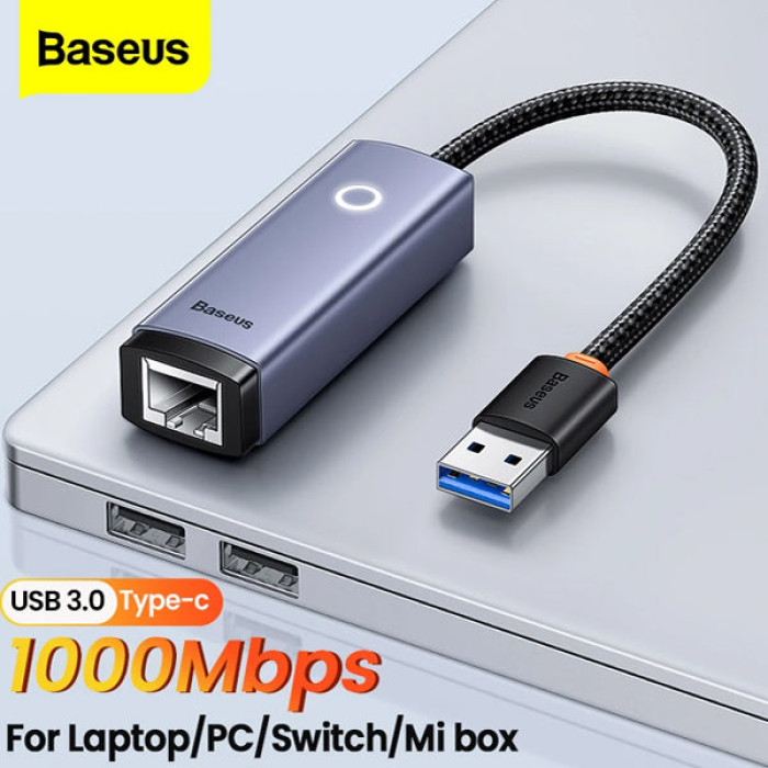 Baseus Lite Series Ethernet Adapter USB A to RJ45 LAN Port (1000Mbps) Black Baseus Lite Series Ethernet Adapter USB A to RJ45 LAN Port (1000Mbps) Black