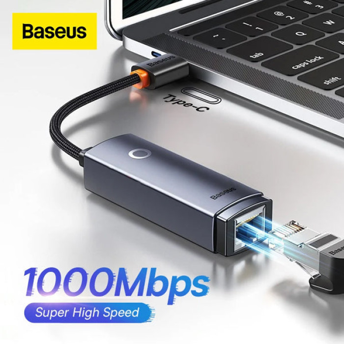 Baseus Lite Series Ethernet Adapter Type C to RJ45 LAN Port (1000Mbps) Black Baseus Lite Series Ethernet Adapter Type C to RJ45 LAN Port (1000Mbps) Black