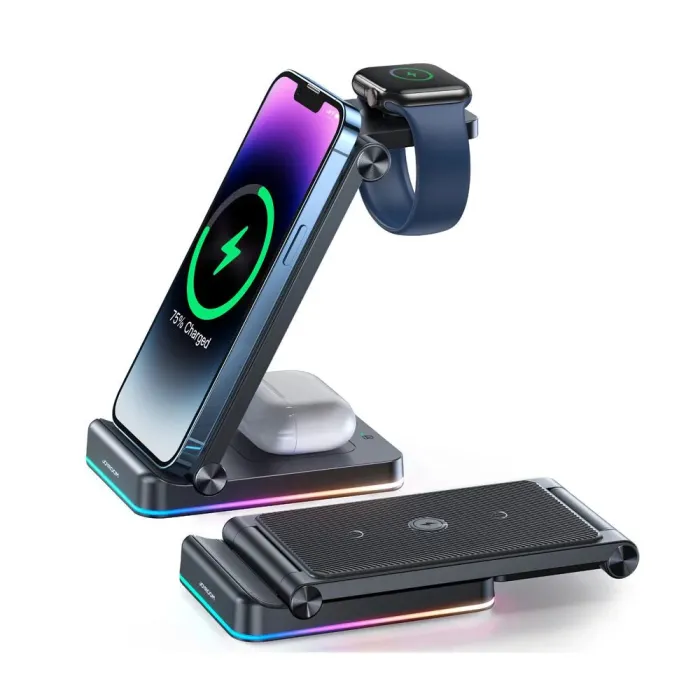 Joyroom Jr-wqn01 15w 3in1 Foldable Wireless Charging Station Joyroom Jr-wqn01 15w 3in1 Foldable Wireless Charging Station