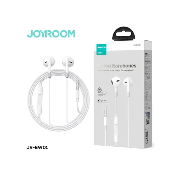 JOYROOM-EW01 3.5MM Wired Series Half In-Ear Wired Earphones white JOYROOM-EW01 3.5MM Wired Series Half In-Ear Wired Earphones white