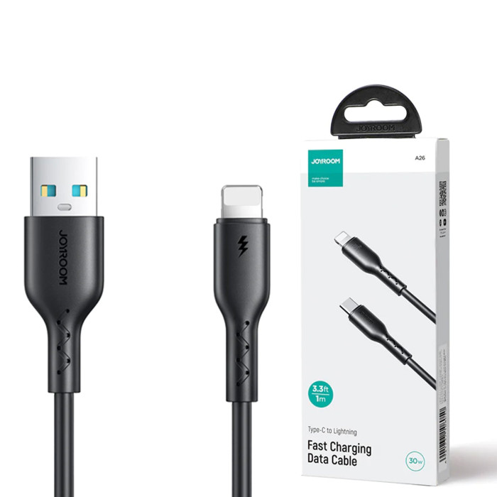 Joyroom SA26-AL3 Flash-Charge Series 3A Fast Charging Data Cable (USB-A to Lightning) 1m-Black Joyroom SA26-AL3 Flash-Charge Series 3A Fast Charging Data Cable (USB-A to Lightning) 1m-Black