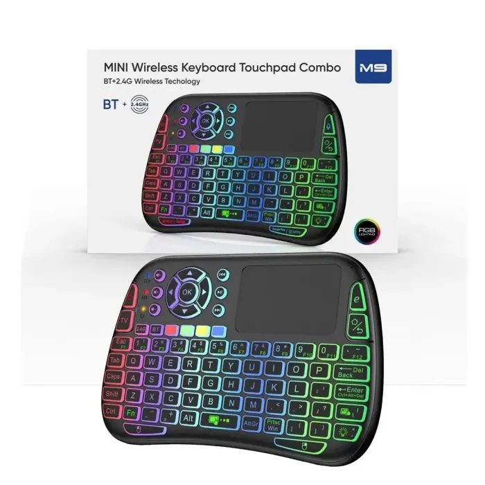 M9 Bluetooth Mini Wireless Keyboard 7 Backlit 2.4g Air Mouse Remote Touchpad M9 Bluetooth Mini Wireless Keyboard 7 Backlit 2.4g Air Mouse Remote Touchpad