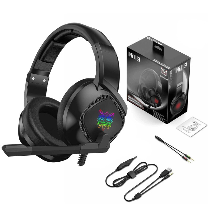 Onikuma K19 RGB Wired Stereo Gaming Headset with True Noise Cancellation Onikuma K19 RGB Wired Stereo Gaming Headset with True Noise Cancellation