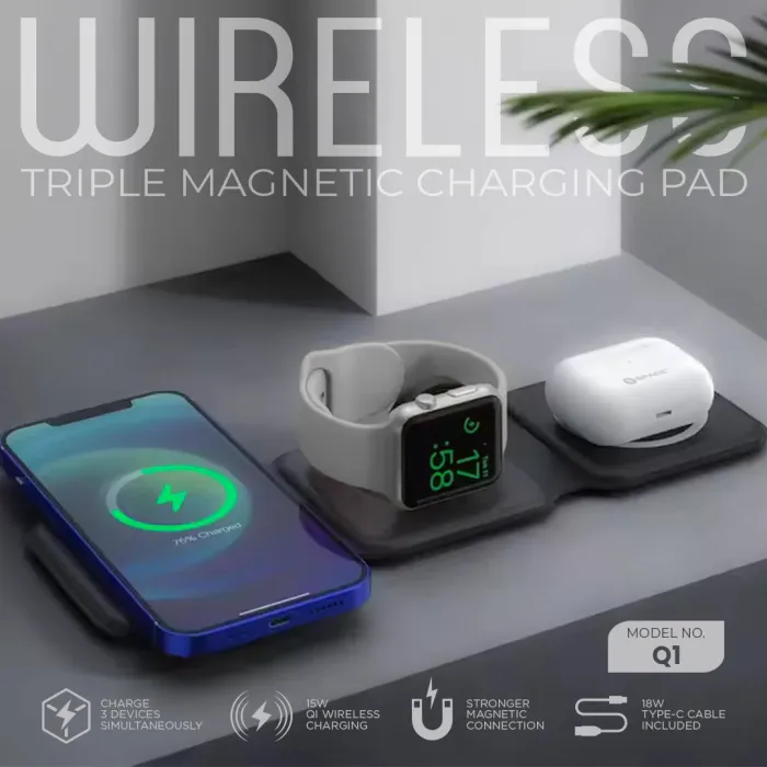 15W Wireless Triple Magnetic Charging Pad 15W Wireless Triple Magnetic Charging Pad