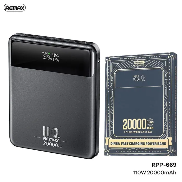 REMAX RPP-669 DINBA SERIES 110W +22.5W FOR LAPTOP AND MOBLIE FAST CHARGING POWER BANK 20000MAH REMAX RPP-669 DINBA SERIES 110W +22.5W FOR LAPTOP AND MOBLIE FAST CHARGING POWER BANK 20000MAH