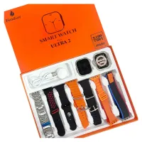 S100 Fendior Smart Watch Ultra 2 With 7 Straps 49mm With Silicon Watch Protector Case With Fitpro App Black