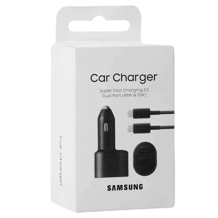 SAMSUNG 45W PD 15W USB + 45W TYPE C DUAL SUPER FAST CAR CHARGER WITH CABLE SAMSUNG 45W PD 15W USB + 45W TYPE C DUAL SUPER FAST CAR CHARGER WITH CABLE
