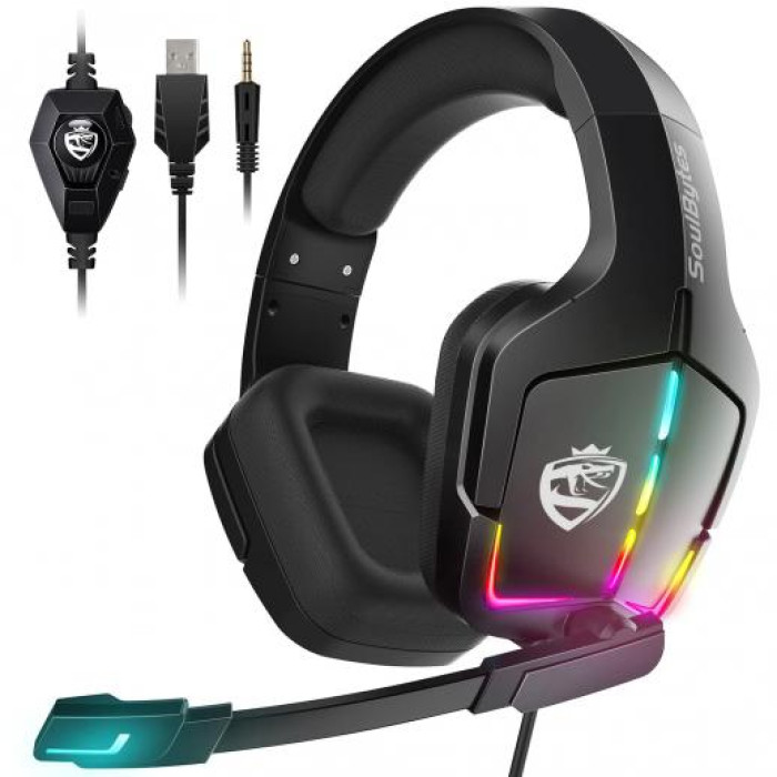 SOULBYTES S12 PS4 PS5 PC XBOX ONE SWITCH WITH MICROPHONE DYNAMIC RGB LED EFFECT 3.5MM WIRED STEREO BASS OVER EAR MIC GAMING HEADPHONES SOULBYTES S12 PS4 PS5 PC XBOX ONE SWITCH WITH MICROPHONE DYNAMIC RGB LED EFFECT 3.5MM WIRED STEREO BASS OVER EAR MIC GAMING HEADPHONES
