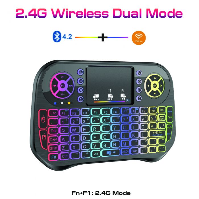 Speedx I10 Mini Wireless+bluetooth Touchpad 7 Color Backlit Light 2.4ghz Speedx I10 Mini Wireless+bluetooth Touchpad 7 Color Backlit Light 2.4ghz
