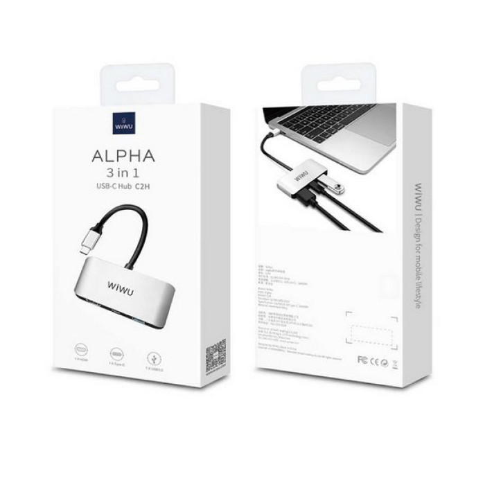 WIWU ALPHA C2H (1X USB 3.0, 1X TYPE-C, 1 X HDMI) WIWU ALPHA C2H (1X USB 3.0, 1X TYPE-C, 1 X HDMI)