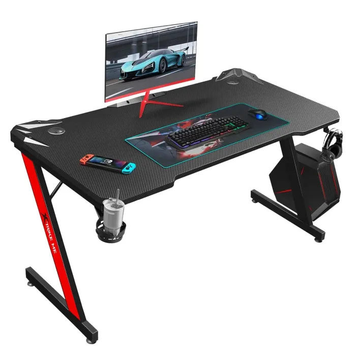 XTRIKE ME DK-02 ERGONOMIC COMPUTER DESK WITH HEADPHONE HOOK AND CUP HOLDER Z-SHAPED LEGS BLACK XTRIKE ME DK-02 ERGONOMIC COMPUTER DESK WITH HEADPHONE HOOK AND CUP HOLDER Z-SHAPED LEGS BLACK