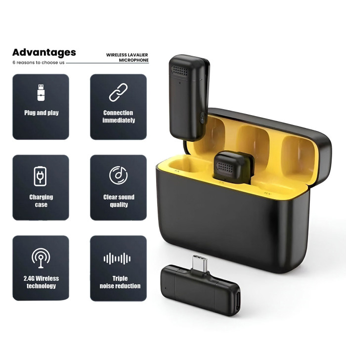 K13 TYPE-C ANC DUAL WIRELESS LAVALIER MICROPHONE K13 TYPE-C ANC DUAL WIRELESS LAVALIER MICROPHONE