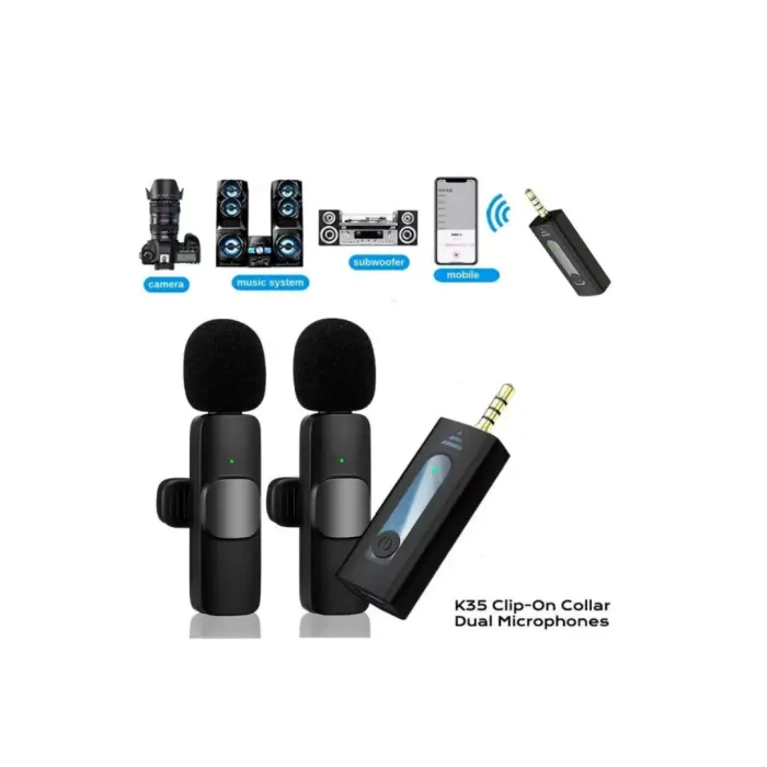 K35 HIGH QUALITY WIRELESS DUAL MICROPHONE FOR MOBILE PHONE AND CAMERA K35 HIGH QUALITY WIRELESS DUAL MICROPHONE FOR MOBILE PHONE AND CAMERA