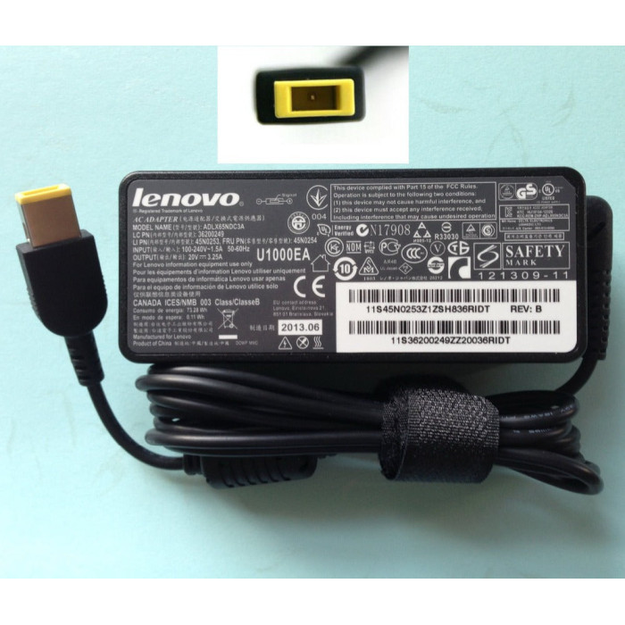 LENOVO SQUARE PIN LAPTOP CHARGER 20V 3.25A 65W (USB) LENOVO SQUARE PIN LAPTOP CHARGER 20V 3.25A 65W (USB)