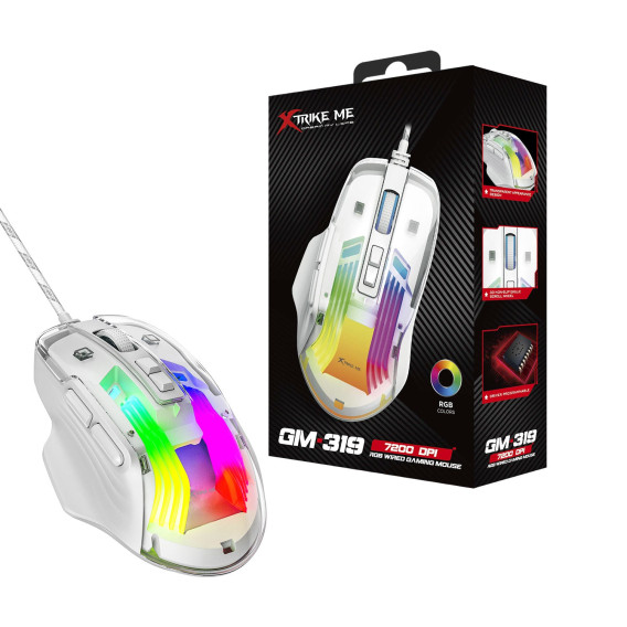 XTRIKE ME GM-319 WIRED GAMING MOUSE 7200 DPI WHITE XTRIKE ME GM-319 WIRED GAMING MOUSE 7200 DPI WHITE