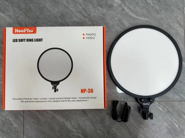 NEEPHO 36CM LED SOFT RING LIGHT WITH 360 ROTATING PAN TILT