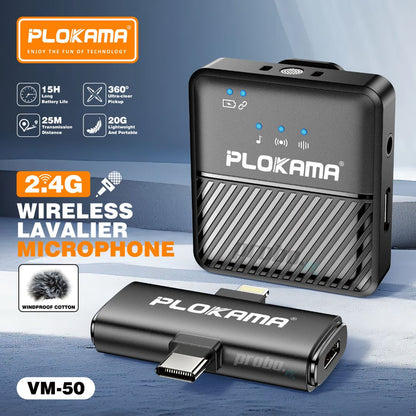 Plokama VM-50 Wireless Lavalier Microphone for Android & iPhone