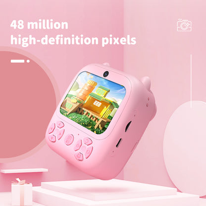 D8S Kids Digital Camera with Front & Rear Cameras, 1080P Video & Thermal Printing – Pink
