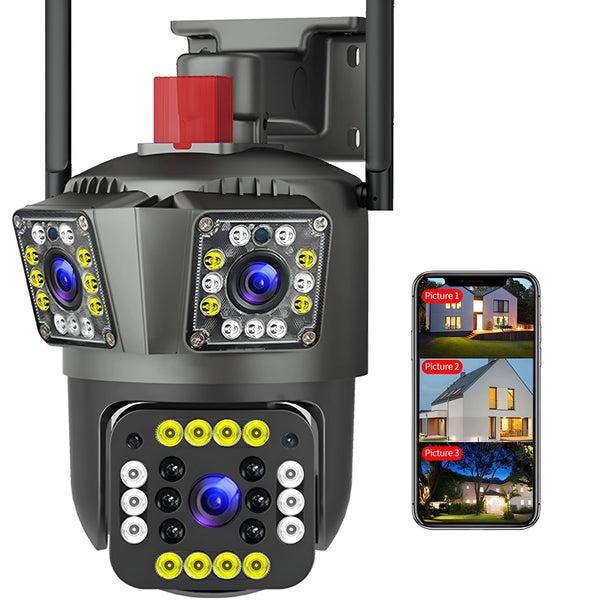 SPEED-X PTZ (SPZ-803) 3 CAMERA LENS WIFI OUTDOOR 6MP COLOUR NIGHT VISION WITH V380 PRO APP