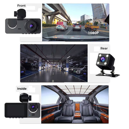 Y15 3-channels Wifi Dash Cam 1080p Hd Night Vision Reverse Camera With Parking Monitor