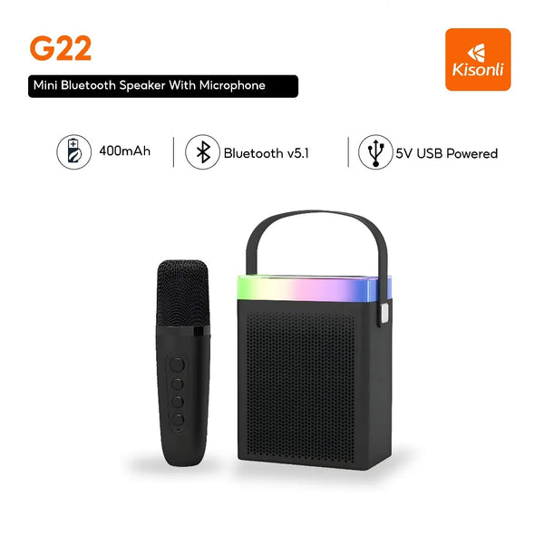 KISONLI G22 MINI BT PORTABLE KARAOKE SPEAKER WITH WIRELESS HANDHELD MICROPHONE