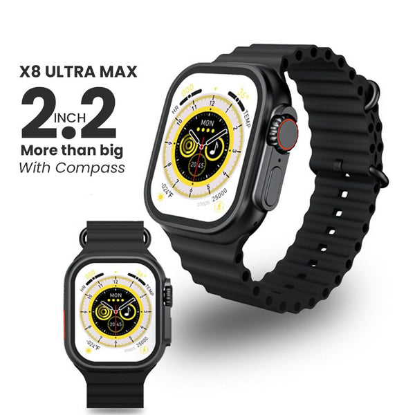 2.2 INCH X8 ULTRA MAX WITH COMPASS SMART WATCH SERIES 8 NFC ALWAYS-ON DISPLAY & WIRELESS CHARGING WITH WEARFIT PRO APP BLACK2.2 INCH X8 ULTRA MAX WITH COMPASS SMART WATCH SERIES 8 NFC ALWAYS-ON DISPLAY & WIRELESS CHARGING WITH WEARFIT PRO APP ORANGE