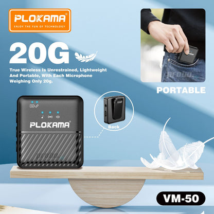 Plokama VM-50 Wireless Lavalier Microphone for Android & iPhone