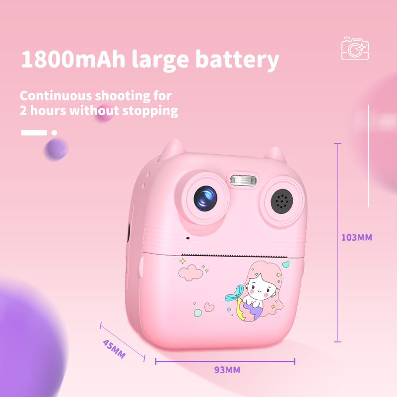 D8S Kids Digital Camera with Front & Rear Cameras, 1080P Video & Thermal Printing – Pink