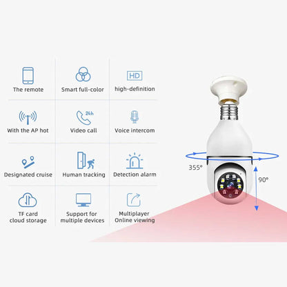 Speed-X SP-E27 Bulb camera 1080p Wifi 360 Degree Panoramic Night Vision Two-Way Audio Motion Detection With V380PRO APP