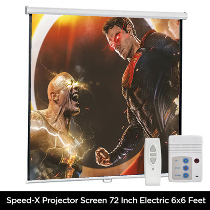 Projector Screen 72 Inch Electric Motorised 6x6 Feet 1:1mw Speed-x
