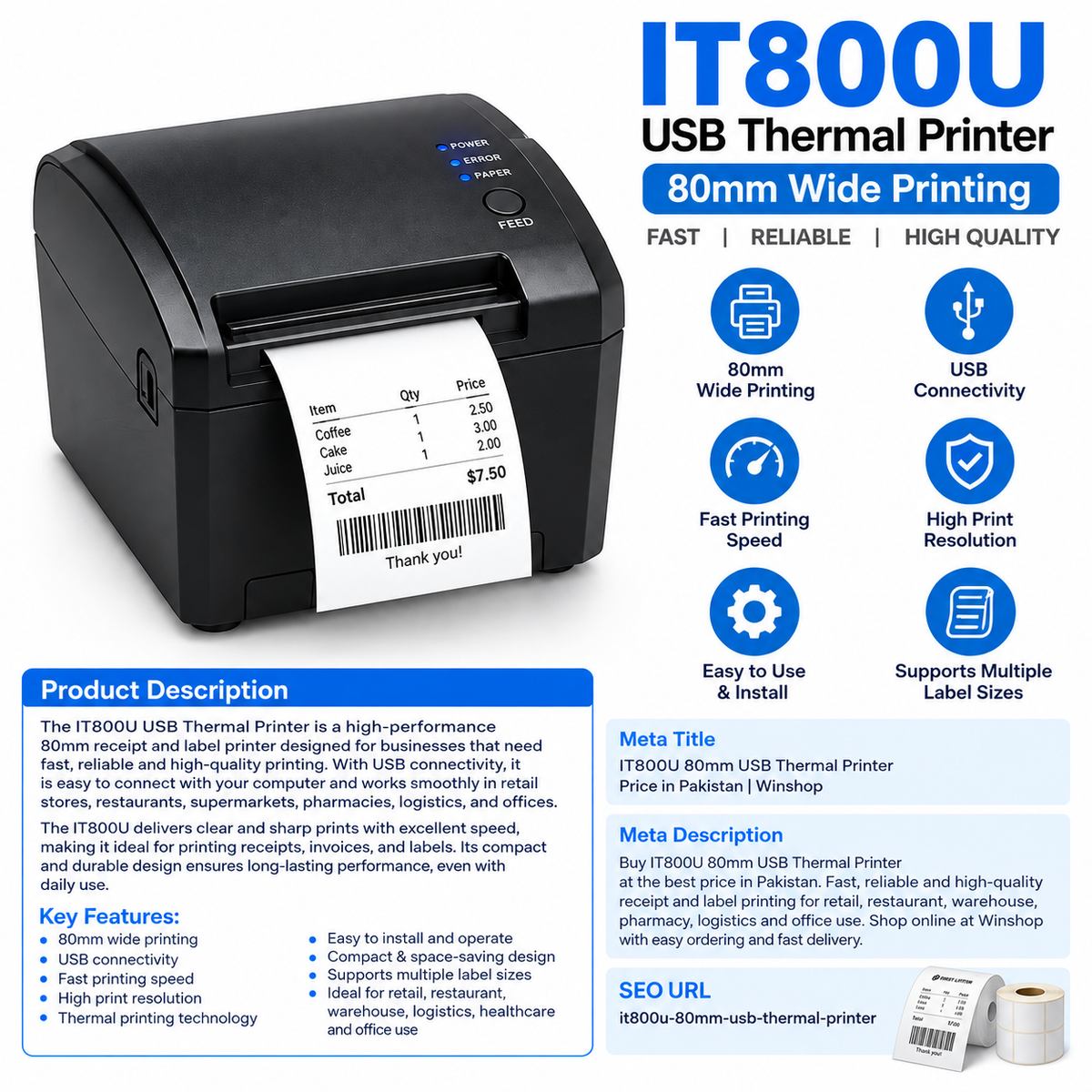 IT800U 80mm USB Thermal Printer