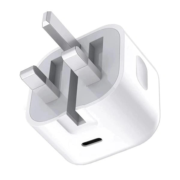 White plug adapter with USB port on a white background