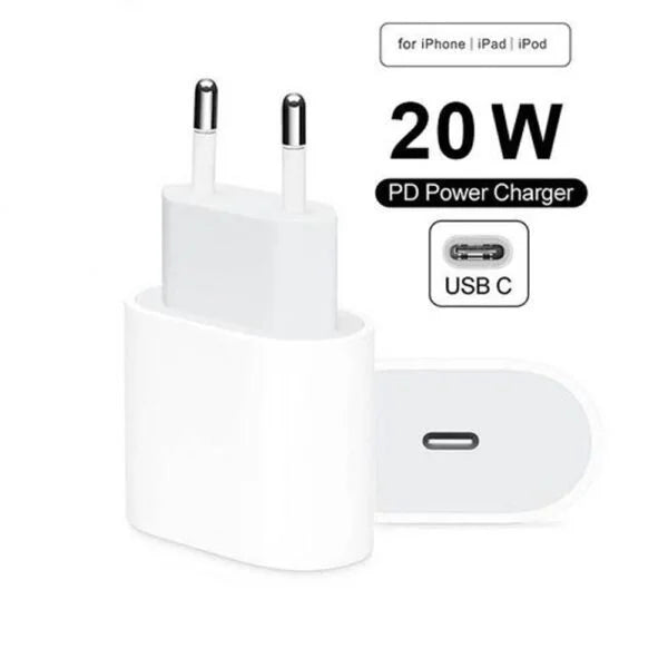 20W PD power charger with USB C port on a white background