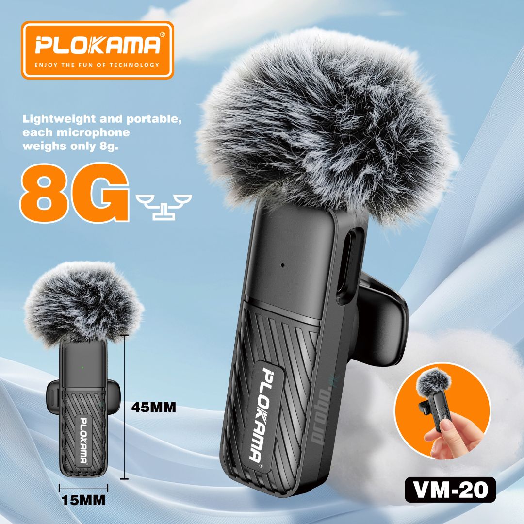 Plokama VM-20 Wireless Dual Lavalier Microphone for Android & iPhone