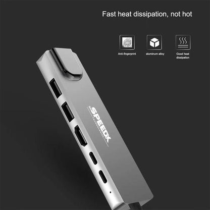 SPEED-X 6-in-1 Type-C Multi-Port Hub – 4K HDMI + USB 3.0 High-Speed Converter