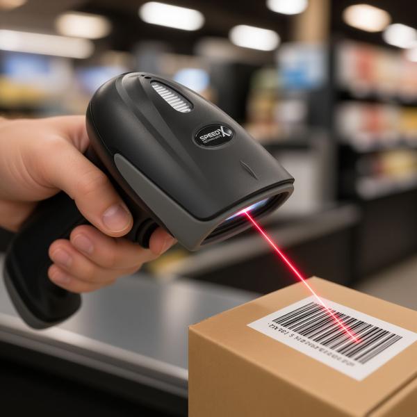 SPEED-X 60D 2D Wireless Barcode Scanner – 2.4GHz Wireless Barcode Reader with Stand